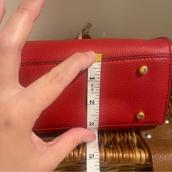 Tory Burch 2WAY Handbag Walker Small Satchel Red Gold Hardware Leather Luxury - Picture 10 of 10